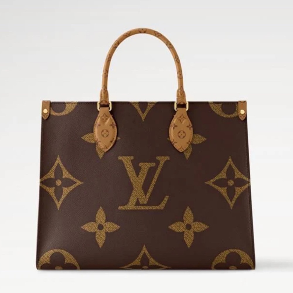 Louis Vuitton Brown Monogram Tote Bag On the Go bag.